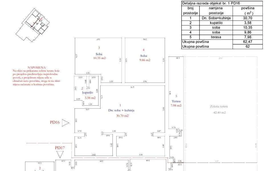 Prodaja, dvosoban stan, 104m², Mažina, Tivat