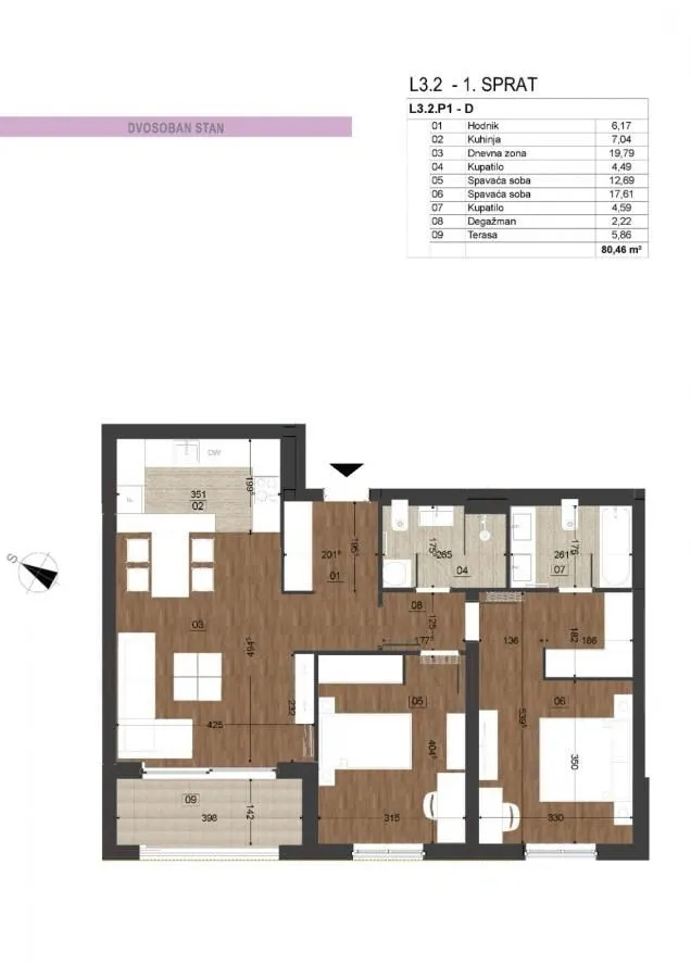 Prodaja, dvosoban stan, 80m², Podgorica, Crna Gora