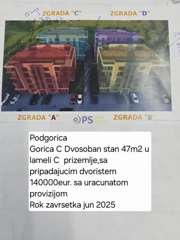 Prodaja, dvosoban stan, 47m², Podgorica, Crna Gora