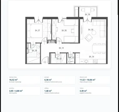Prodaja, dvosoban stan, 67m², Tološi, Podgorica - Plan prostora - image 6