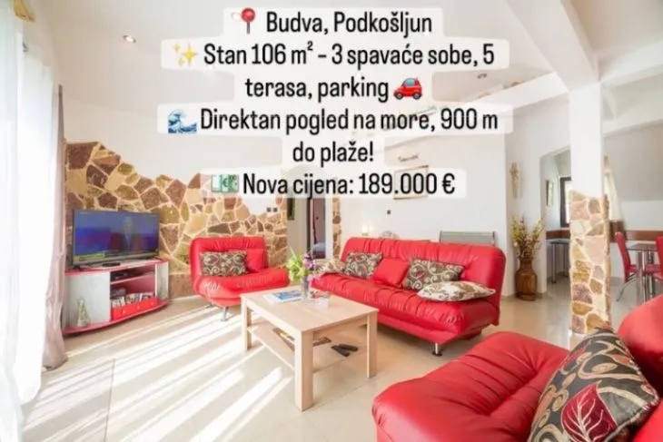 Prodaja, trosoban stan, 106m², Podkošljun, Budva