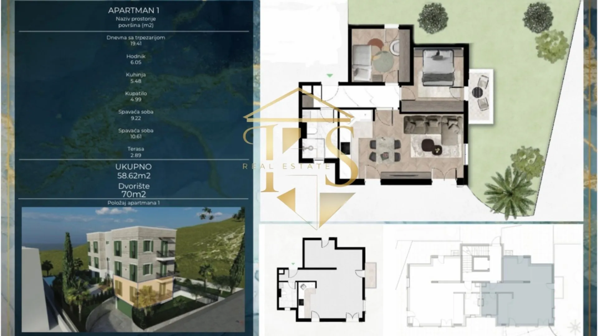 Prodaja, dvosoban stan, 70m², Kava, Tivat
