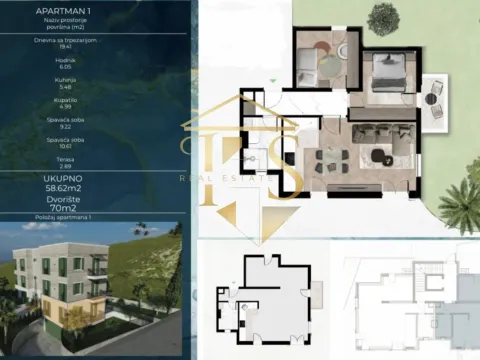 Prodaja, dvosoban stan, 70m², Kava, Tivat - image 3