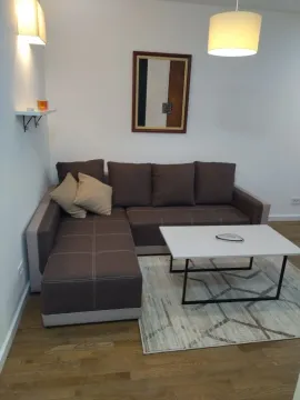 Dnevna soba sa ugaonom garniturom, stočićem i slikom na zidu. - image 3