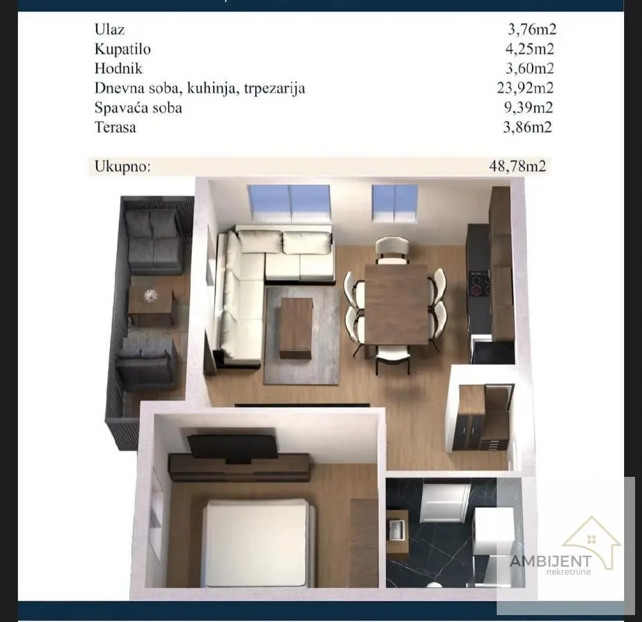 Sale, two bedroom apartment, 48m², Novi Banovci, Stara Pazova