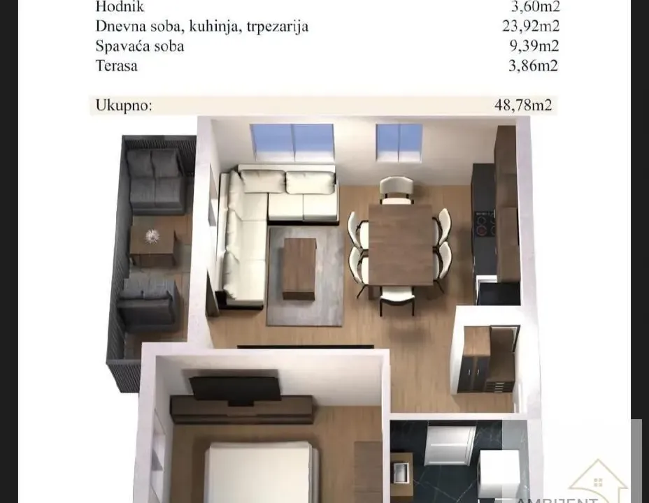 Sale, two bedroom apartment, 48m², Novi Banovci, Stara Pazova