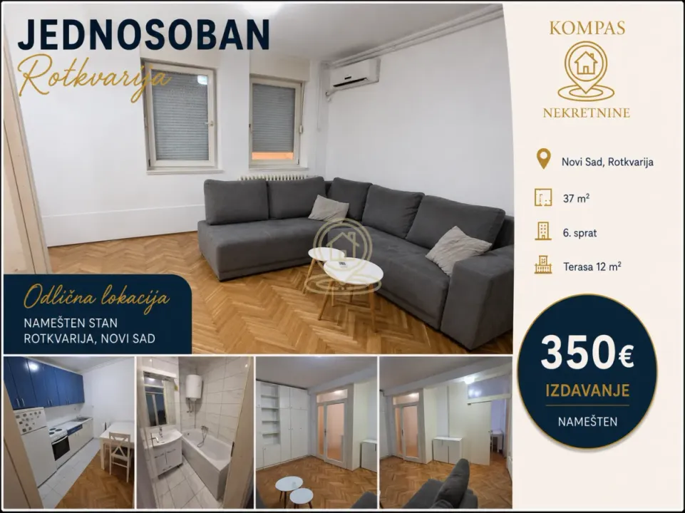 Rent, one bedroom apartment, 37m², Bulevar Oslobodjenja, Novi Sad Sve Podlokacije