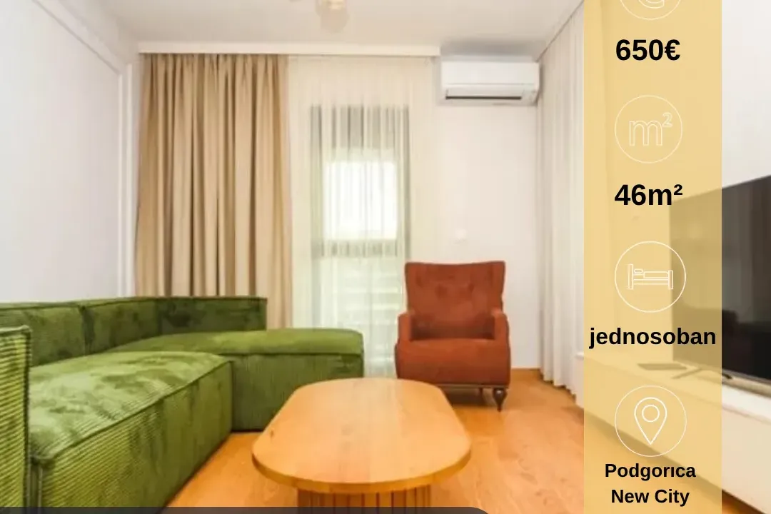 Rent, one bedroom apartment, 46m², New City, Podgorica