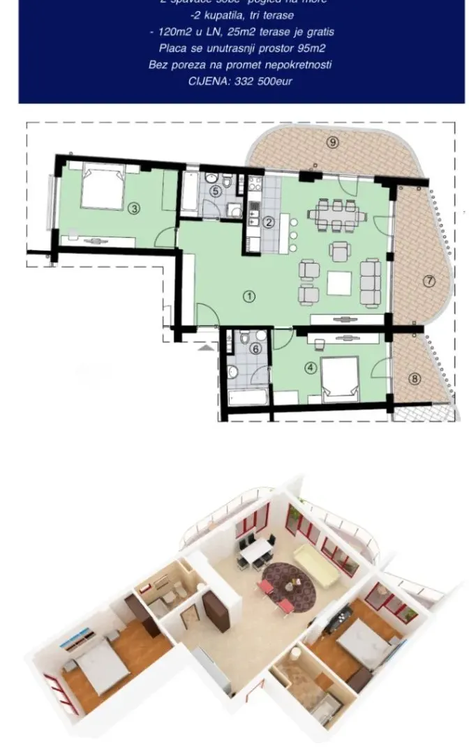 Sale, one bedroom apartment, 58m², Bečići, Budva