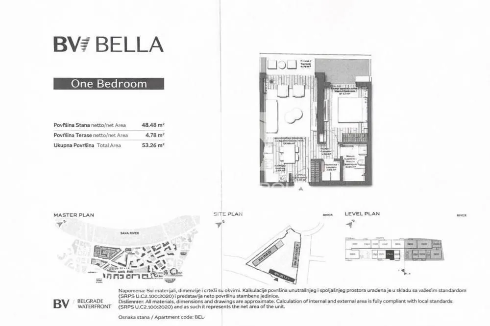 Sale, two bedroom apartment, 54m², Savski Venac, Beograd