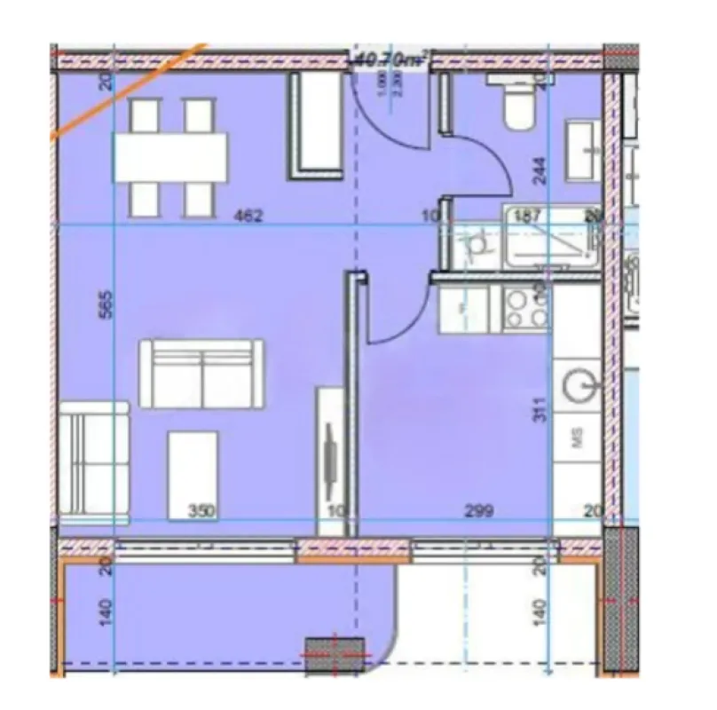 Sale, one bedroom apartment, 41m², Bar, Crna Gora