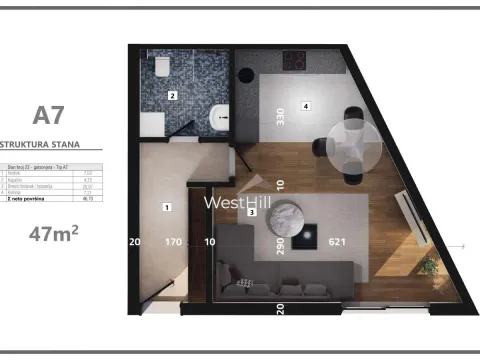 Sale, one bedroom apartment, 37m², Dobre Vode, Bar - image 5