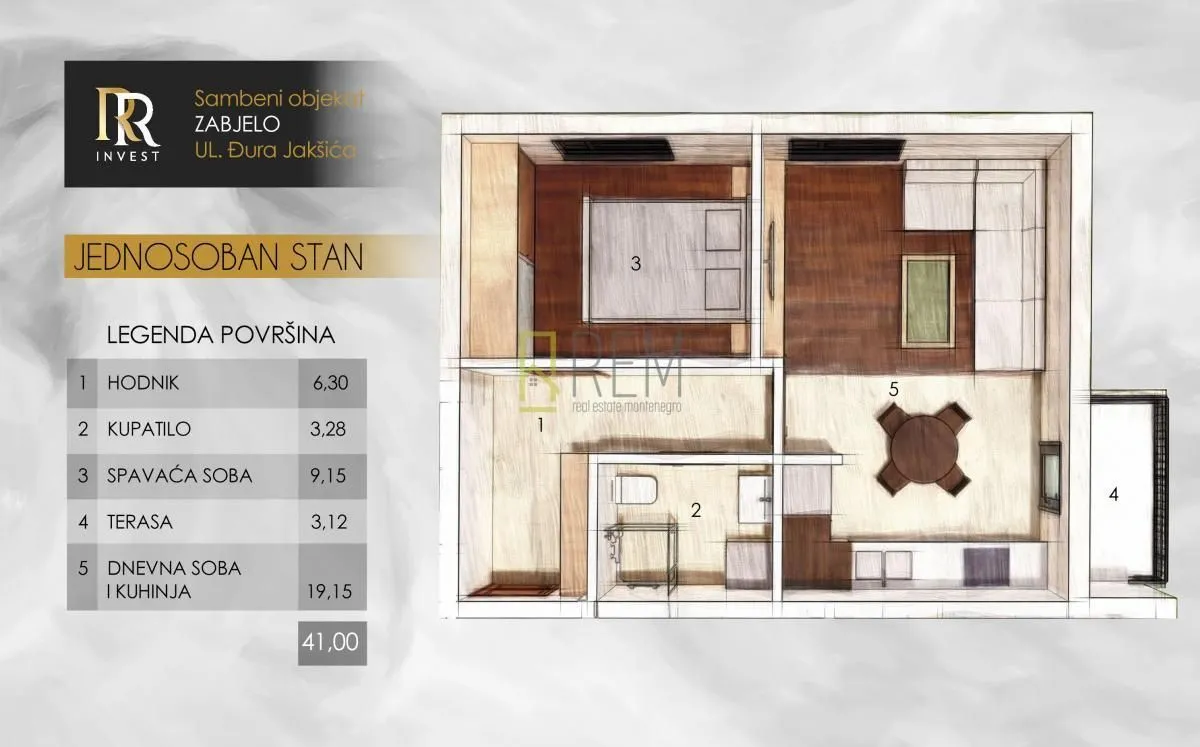 Prodaja, jednosoban stan, 35m², Zabjelo, Podgorica