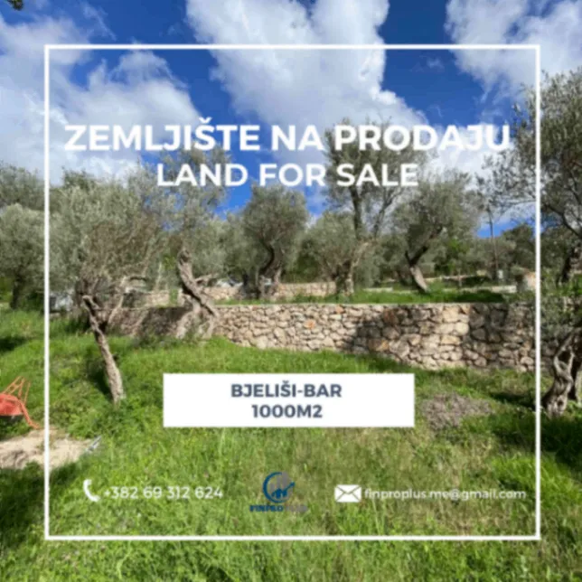 Sale, land lot, 1000m², Bjeliši, Bar