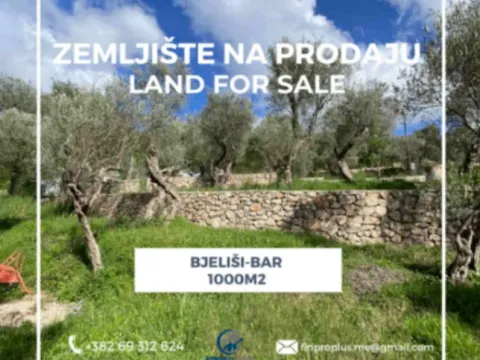 Prodaja, zemljište, 1000m2, Bjeliši, Bar Prodaja, zemljište, 1000m2, Bjeliši, Bar