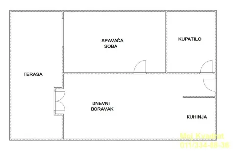 Osnova stana sa rasporedom prostorija i terasom. - image 8