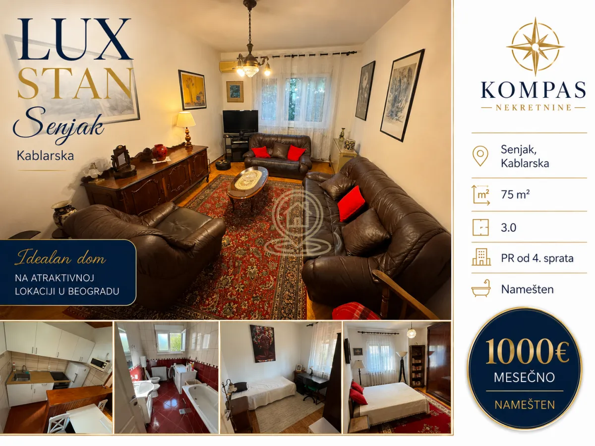 Izdavanje, trosoban stan, 75m², Savski Venac, Beograd