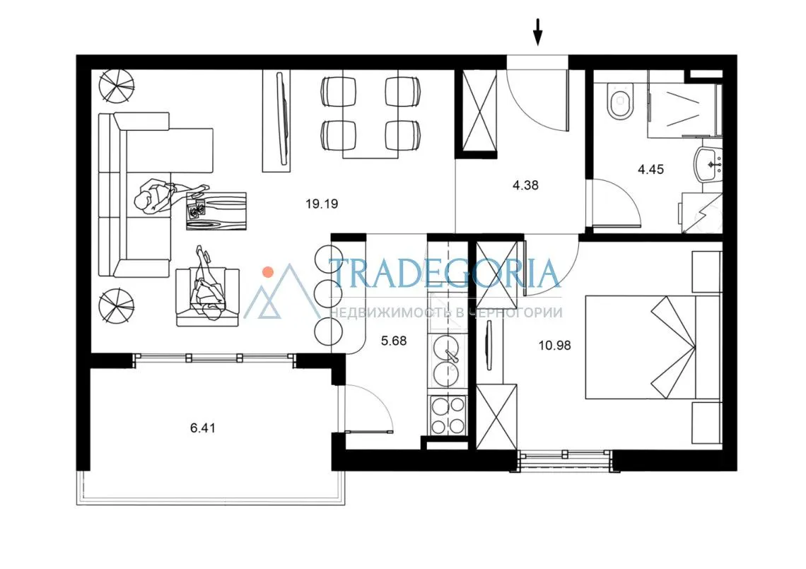 Prodaja, jednosoban stan, 51m², Bečići, Budva
