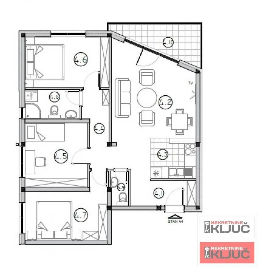 Sale, four bedroom apartment, 79m², Sremska Kamenica, Petrovaradin