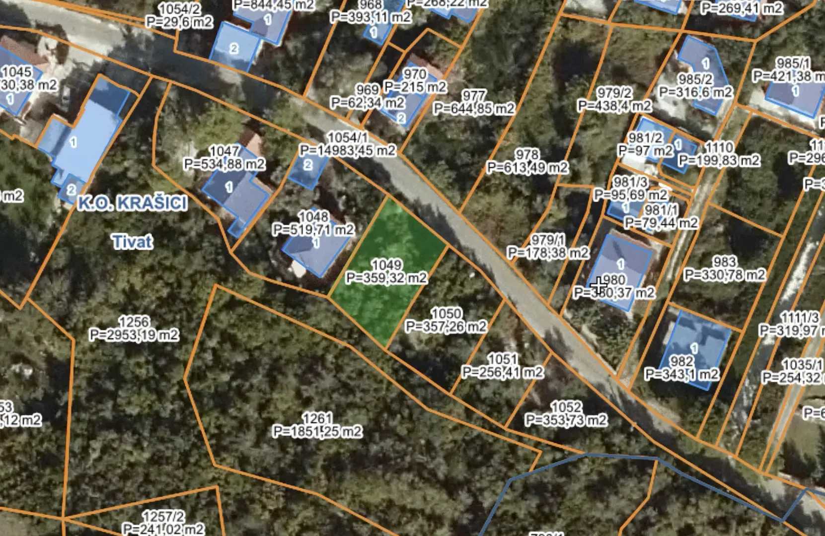 Prodaja, plac, 359m², Krašići, Tivat