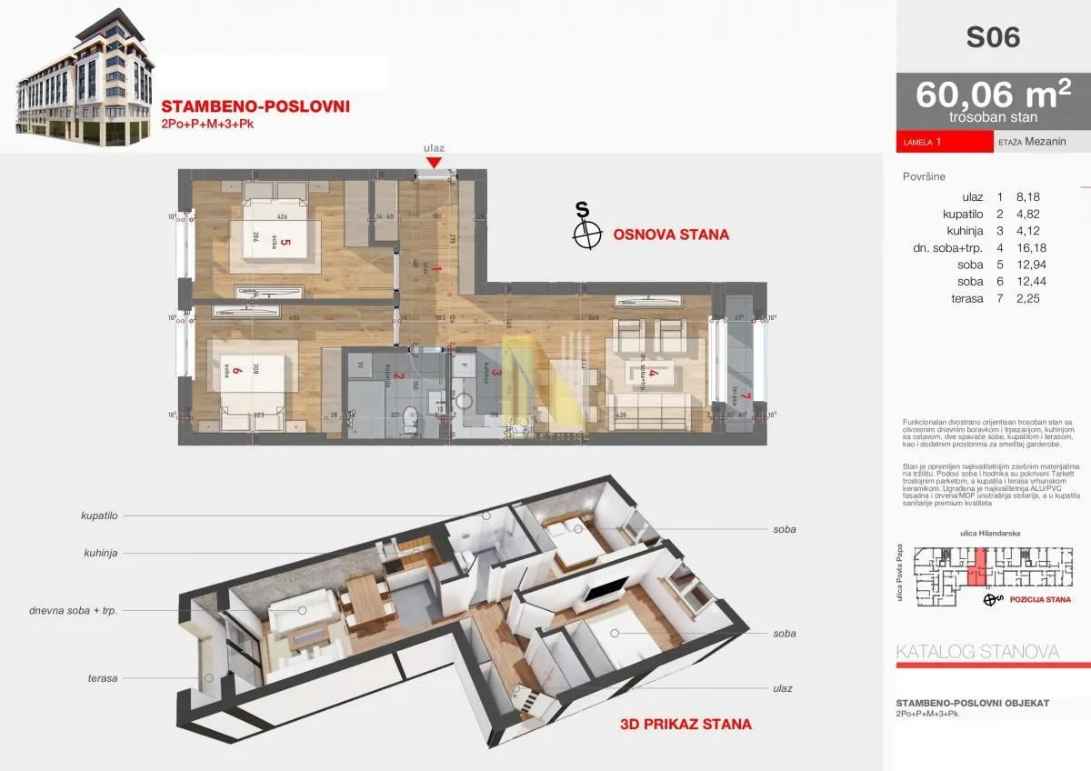 Prodaja, trosoban stan, 60m², Centar, Novi Sad