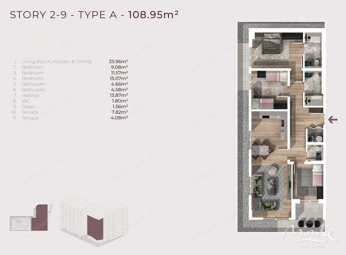 Prodaja, trosoban stan, 108m², Bar, Crna Gora