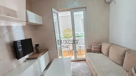 Living room with a sofa, TV, and access to the terrace. - image 6