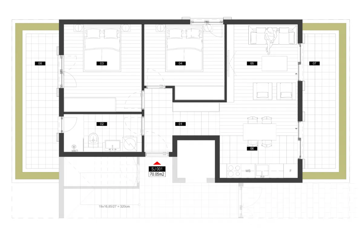 Prodaja, dvosoban stan, 70m², Mrčevac, Tivat