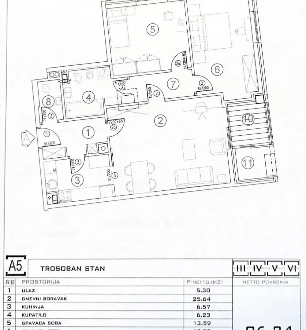 Prodaja, trosoban stan, 86m², Novi Beograd Blok 64, Novi Beograd Sve Podlokacije