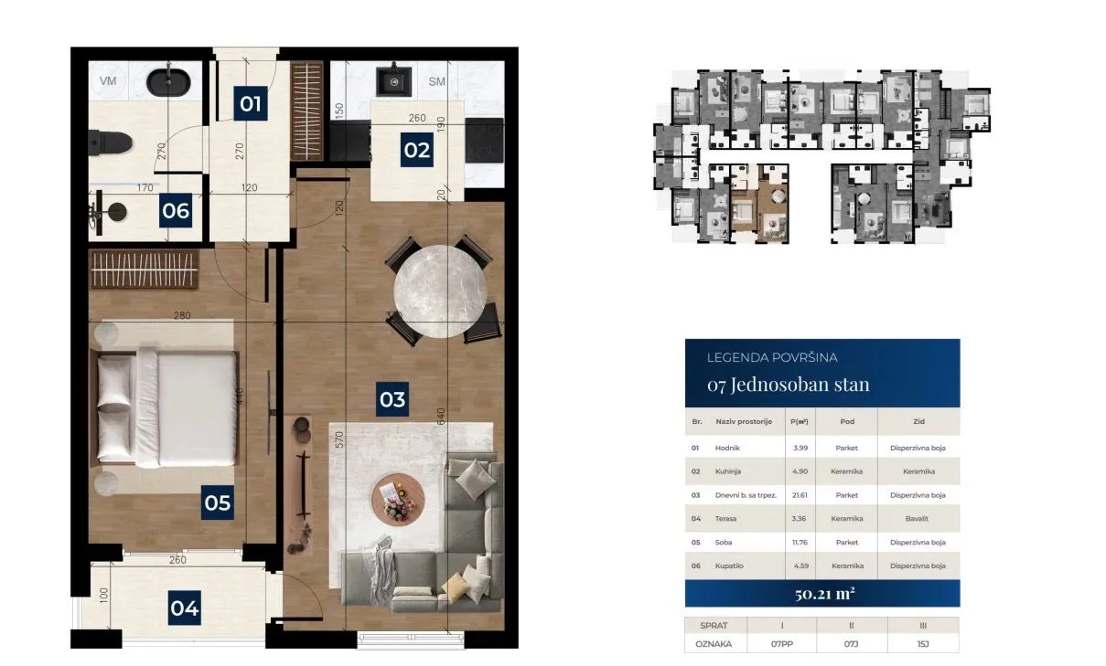 Prodaja, jednosoban stan, 50m², Zabjelo, Podgorica
