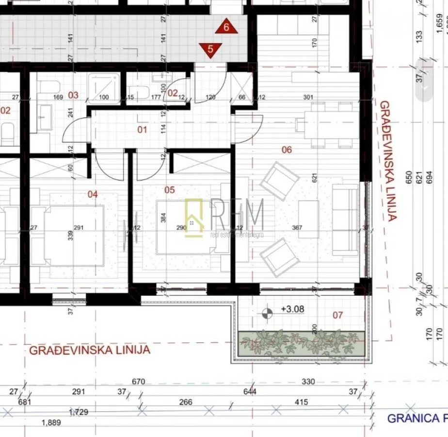 Rent, one bedroom apartment, 45m², Centar, Budva