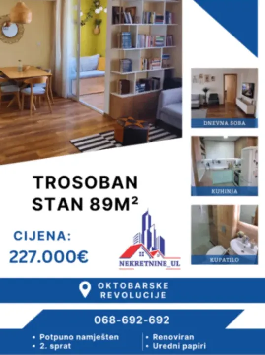 Sale, three bedroom apartment, 89m², Oktobarske Revolucije, Podgorica