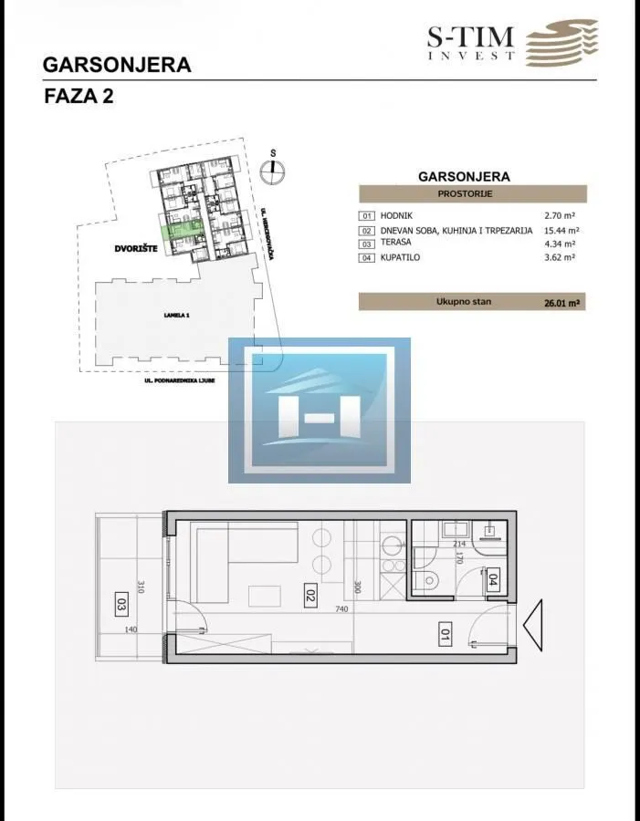 Prodaja, garsonjera, 26m², Centar, Jagodina