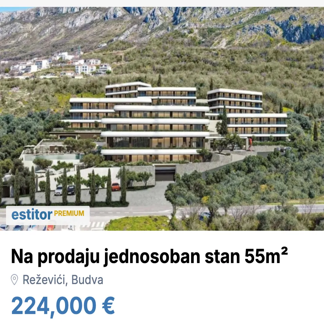Prodaja, jednosoban stan, 55m², Reževići, Budva