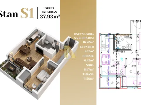 Prodaja, jednosoban stan, 38m², Adice, Novi Sad Sve Podlokacije - image 2