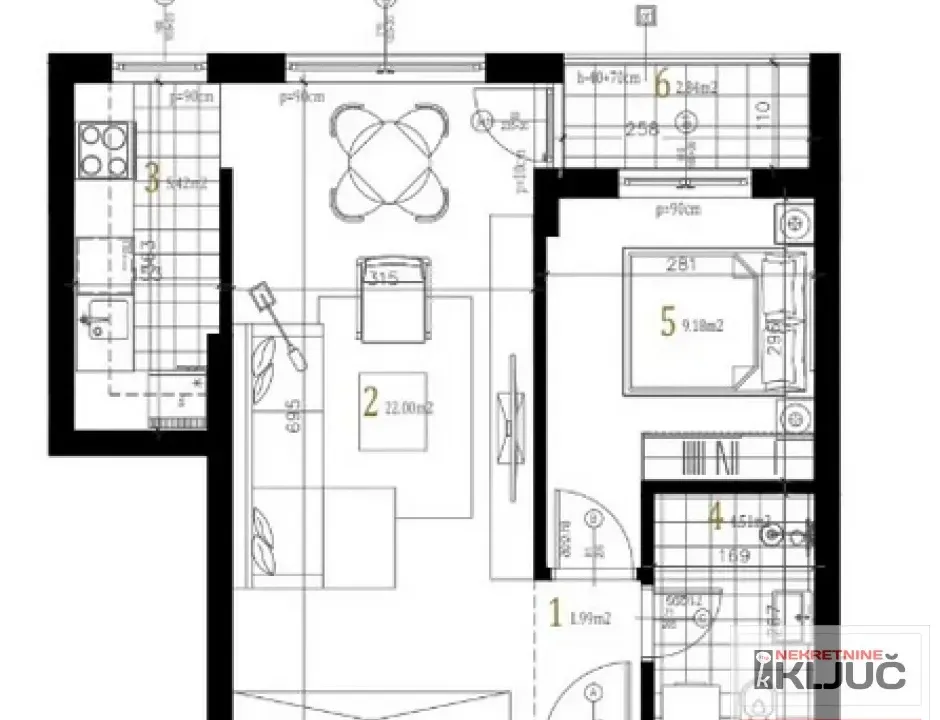 Prodaja, dvosoban stan, 44m², Petrovaradin, Novi Sad