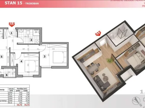 Sale, two bedroom apartment, 60m², Tatarsko brdo, Petrovaradin - image 6