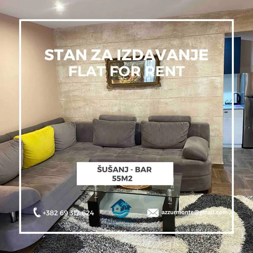 Izdavanje, jednosoban stan, 55m², Šušanj, Bar