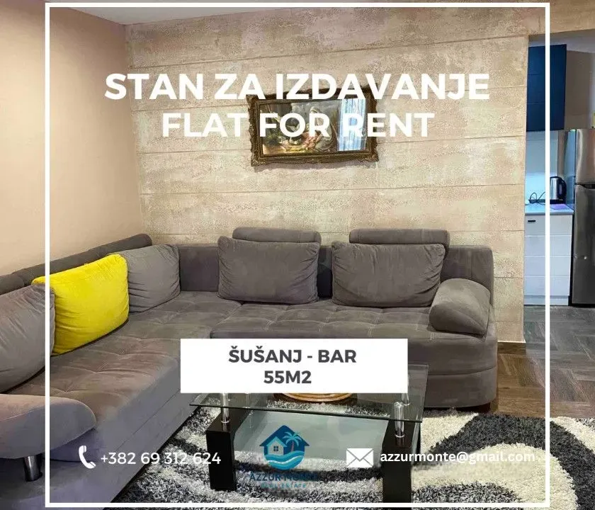 Rent, one bedroom apartment, 55m², Šušanj, Bar