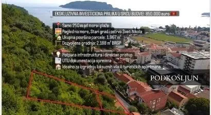 Sale, land lot, 1967m², Podkošljun, Budva