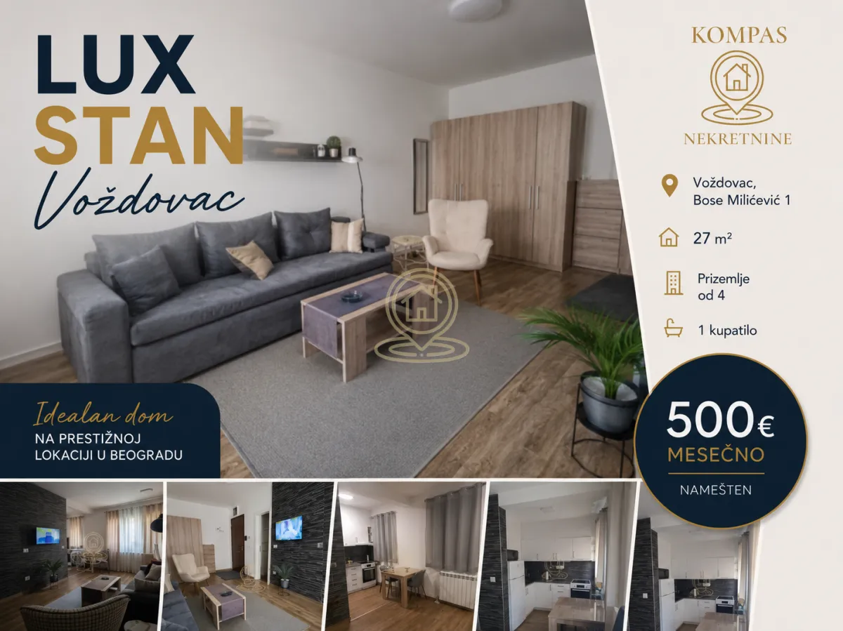 Izdavanje, dvosoban stan, 27m², Voždovac Sve Podlokacije, Beograd