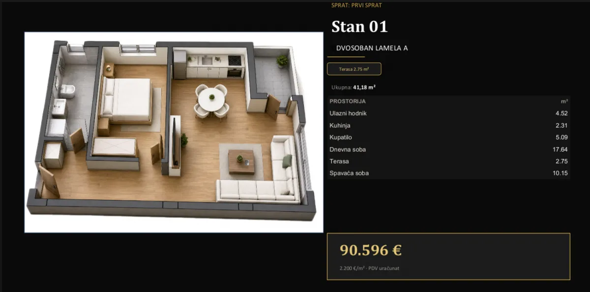 Prodaja, dvosoban stan, 39m², Adice, Novi Sad Sve Podlokacije