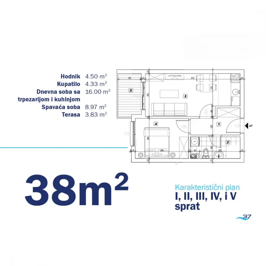 Sale, apartment, 38m², Bečići, Budva