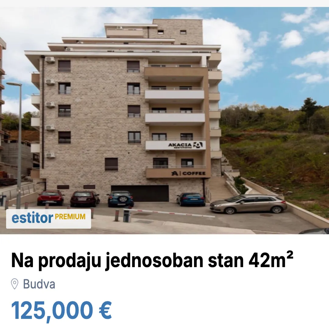 Sale, one bedroom apartment, 42m², Budva, Crna Gora