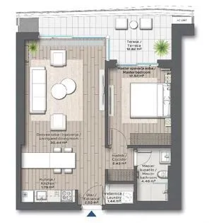 Sale, two bedroom apartment, 69m², Beograd Na Vodi, Beograd