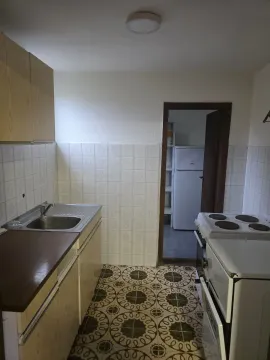 Manja kuhinja sa sudoperom, šporetom i pločicama na zidu. - image 4