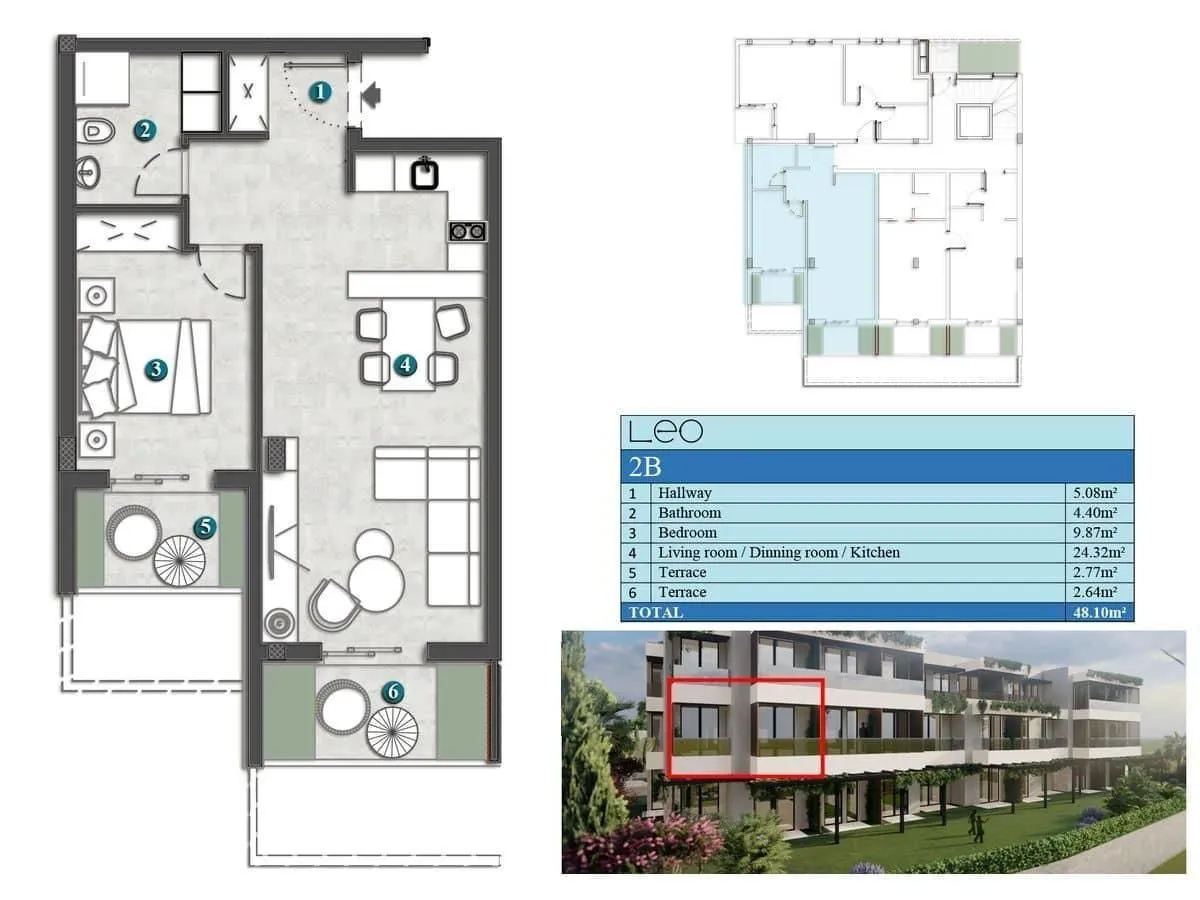 Prodaja, jednosoban stan, 41m², Kumbor, Herceg Novi