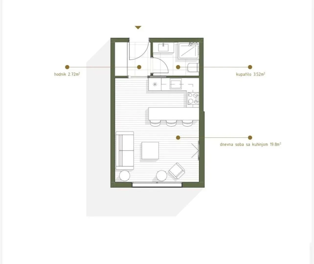 Prodaja, stan, 26m², Zabjelo, Podgorica