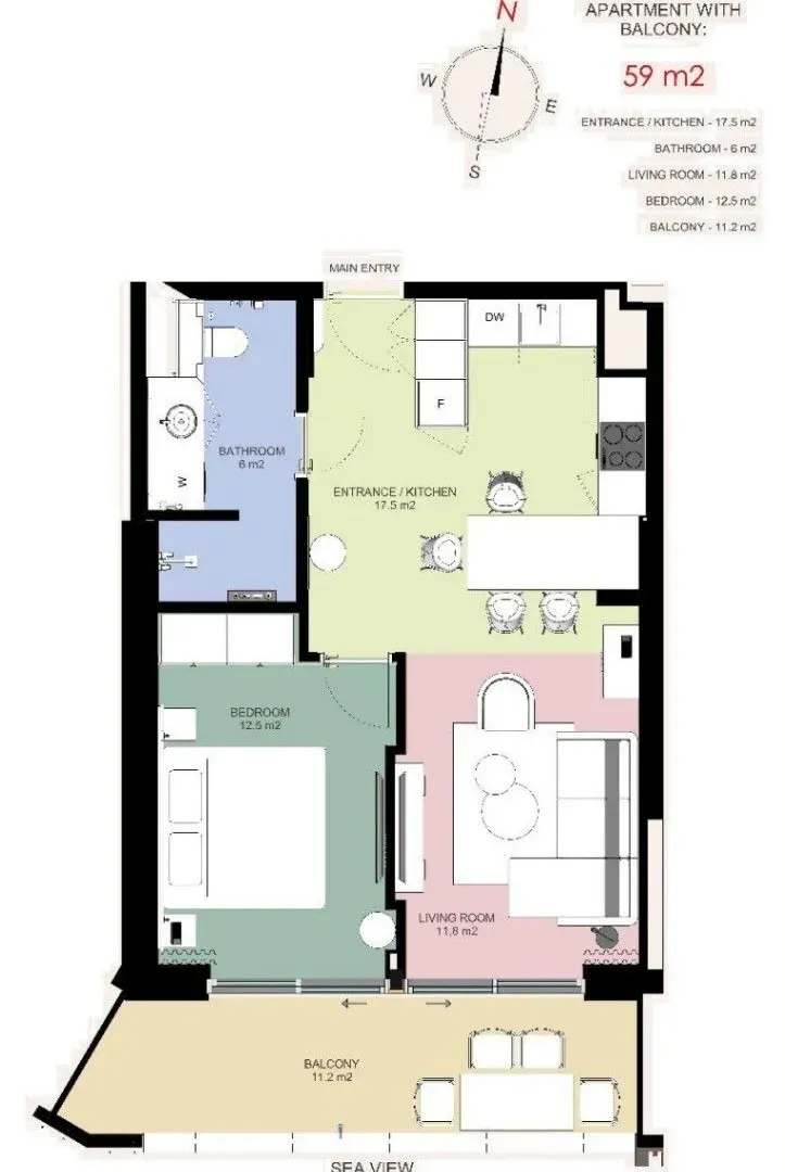Sale, one bedroom apartment, 59m², Rafailovići, Budva