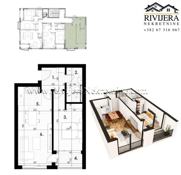 Prodaja, jednosoban stan, 52m², Kava, Tivat